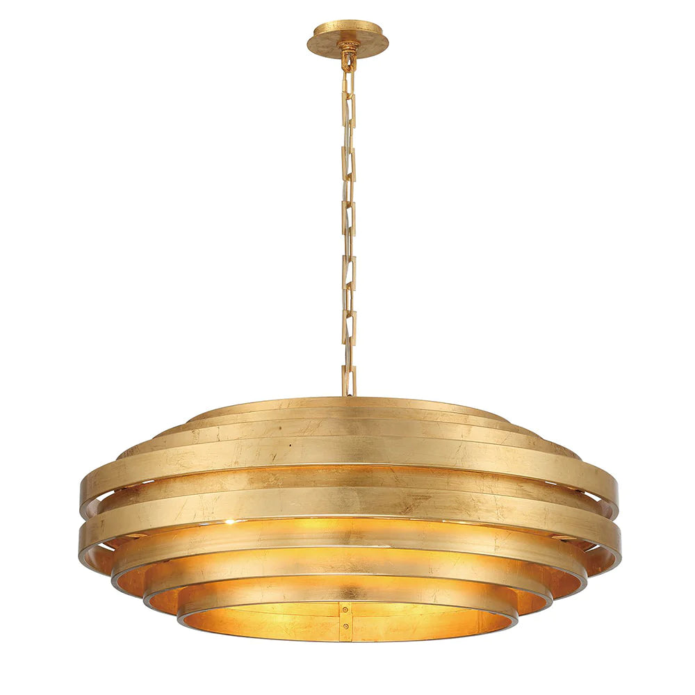 Belmont 8-Light Gold Leaf Pendant Chandelier - Elegant Dining Room & Kitchen Island Lighting Fixture