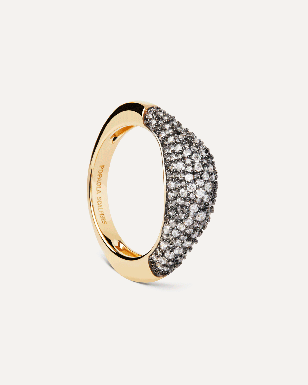 GRID 3 Pavé Duna Ring - Elegant Stackable Wedding Band for Women, 14K Gold Plated Cubic Zirconia Jewelry | Perfect for Engagement, Anniversary & Everyday Wear