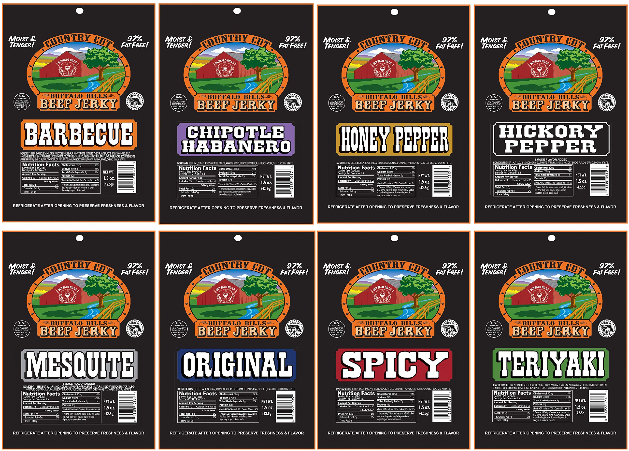Buffalo Bills Multi-Brand 25-Piece Meat Sampler Gift Set - Beef Jerky, Turkey Jerky & Assorted Snacks for Sports Fans, Camping & Road Trips