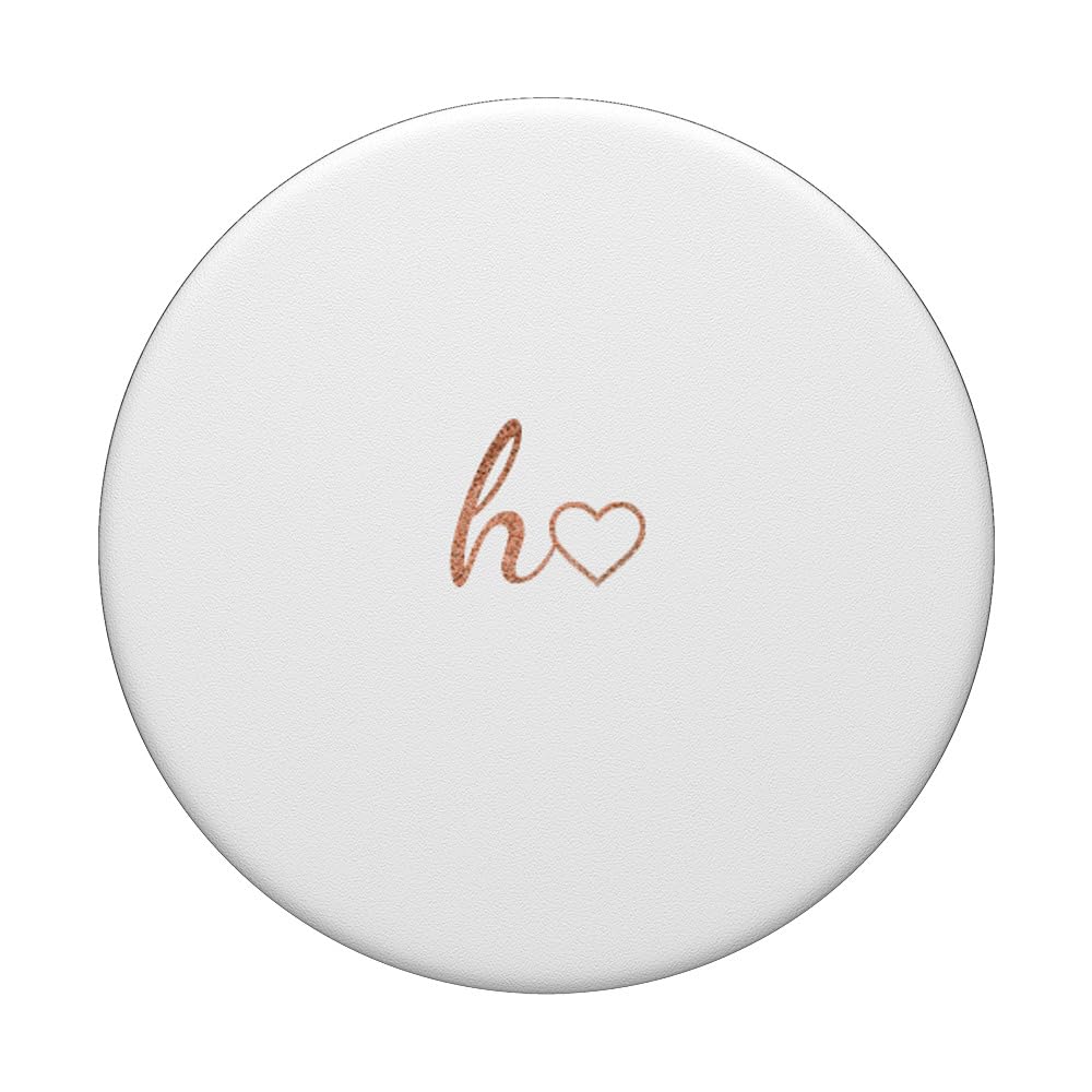 Rose Initial Letter H Heart Minimalist White PopSockets Standard PopGrip - Phone Grip & Stand for iPhone, Samsung, Smartphones - Perfect for Daily Use, Selfies, and Hands-Free Viewing