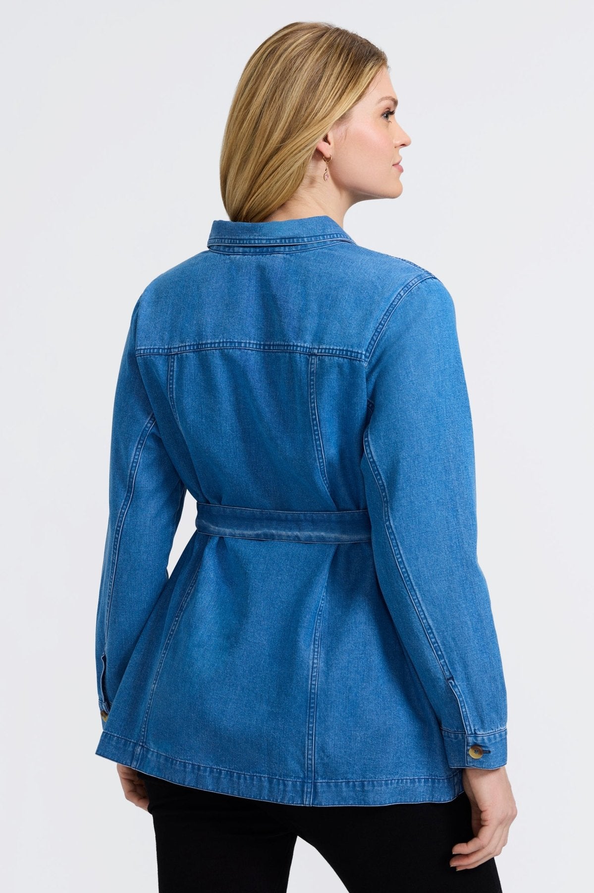 Stella Plus Women's Tencel® Denim Long Sleeve Belted Jacket - Stylish Casual Outerwear for Fall & Spring | Perfect for Work, Date Night & Weekend Outings