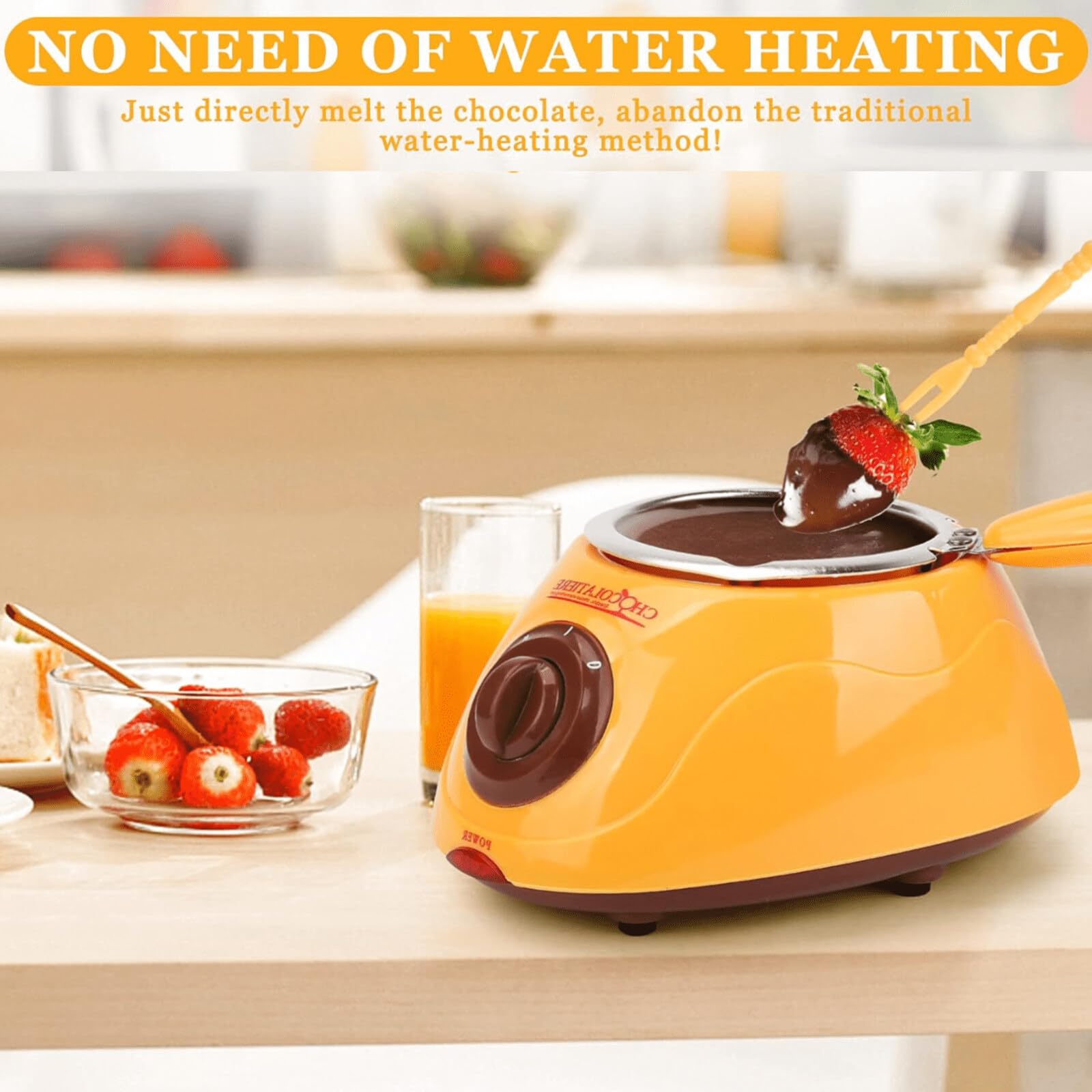 Mini Electric Chocolate Melting Pot 8.45oz - 2-Temperature Fondue Warmer for Chocolate & Cheese - Perfect for Home Parties, Valentine's Day & Dessert Making