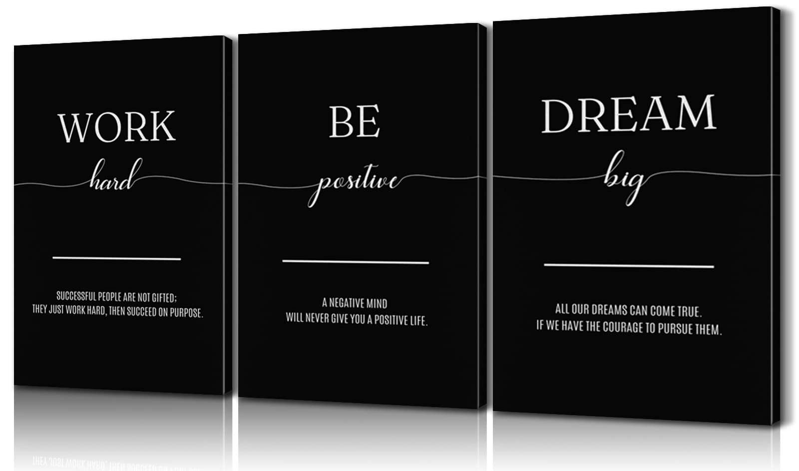 3 Piece Inspirational Canvas Wall Art Set - Motivational Quotes Office Decor - Positive BE Dream Posters for Home & Workplace (20''W x 28''H) - Perfect for Living Room, Bedroom & Office Wall Decoration