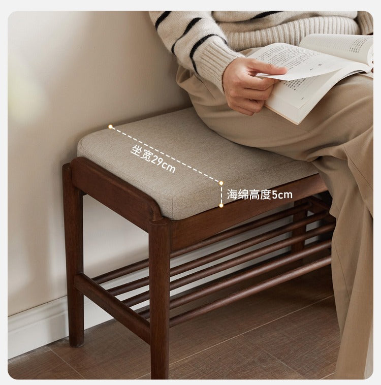 Solid Black Walnut Wood Shoe Bench - Durable Entryway Stool for Shoe Changing & Home Decor | Perfect for Hallway, Bedroom & Mudroom Organization