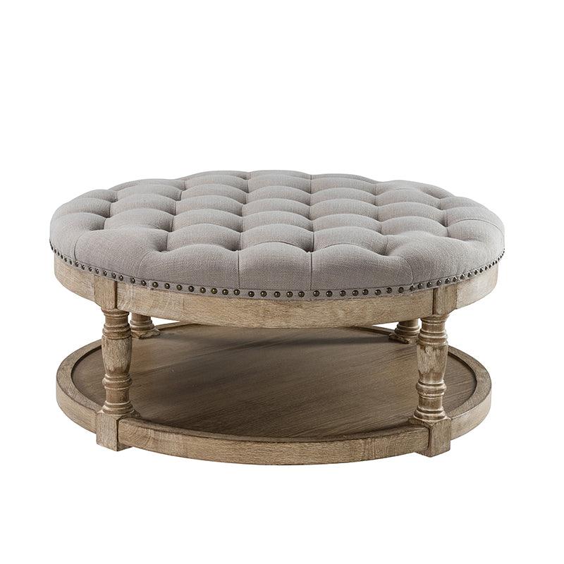Danilynn Tufted Round Cocktail Ottoman Coffee Table - Stylish Footrest & Side Table for Living Room, Bedroom & Lounge Areas