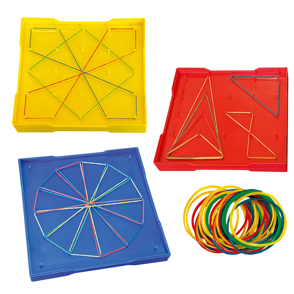 Kids First Math: Large Double Sided Geoboard Set for Geometry Learning | STEM Educational Toy for Classroom & Homeschool Activities | Perfect for Preschool & Elementary School Students