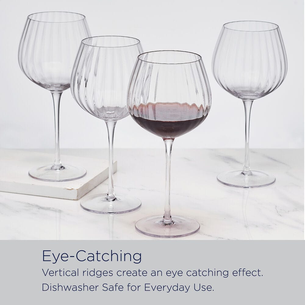 Premium Set of 4 Crystal Clear Red Wine Glasses - Elegant Stemware for Cabernet, Merlot & Pinot Noir - Perfect for Dinner Parties, Romantic Dates & Wine Tasting Events