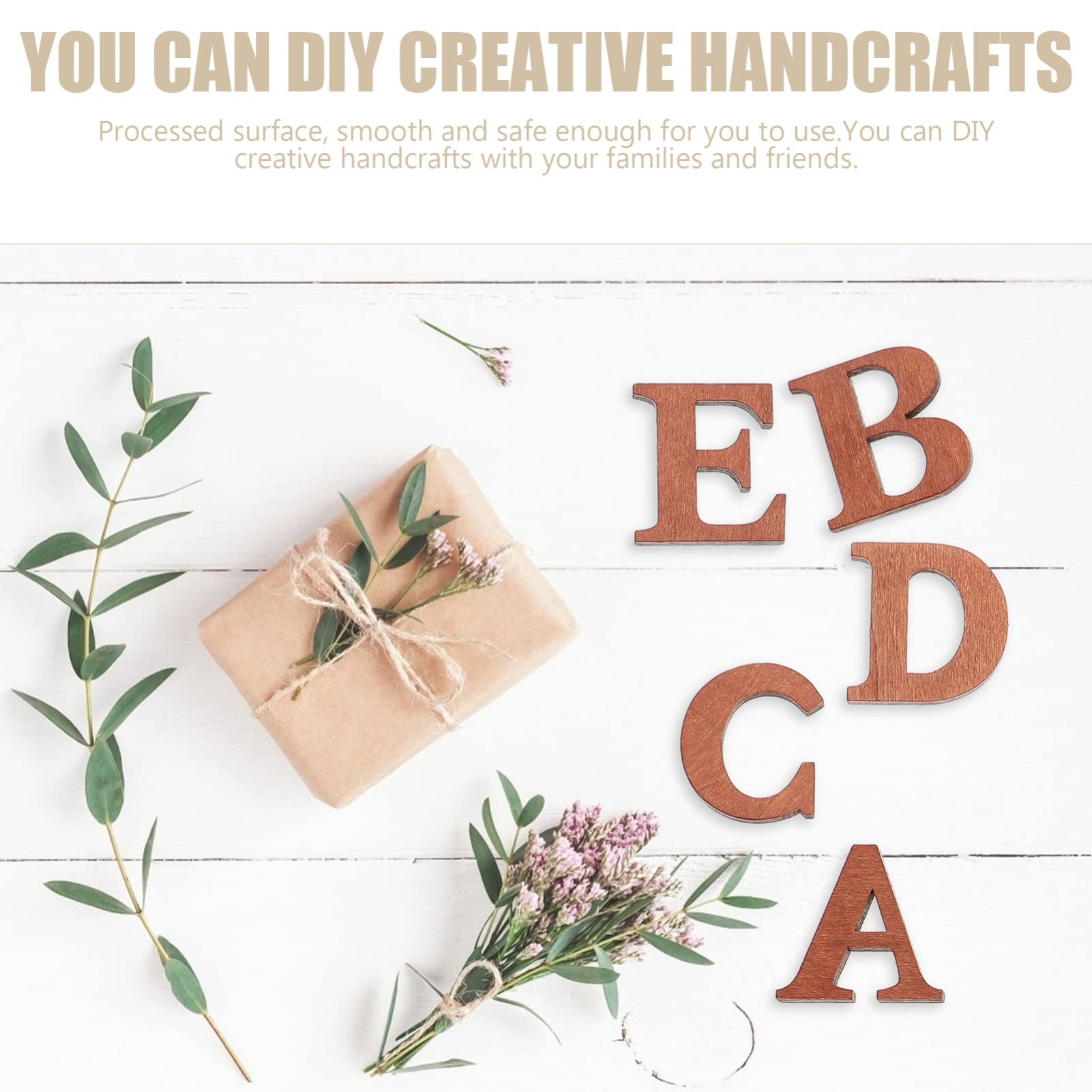 26pcs Brown Wooden Alphabet Letters for DIY Crafts - Wood Slice Art, Home Decor, Wedding, Nursery, Scrapbooking & Party Decoration