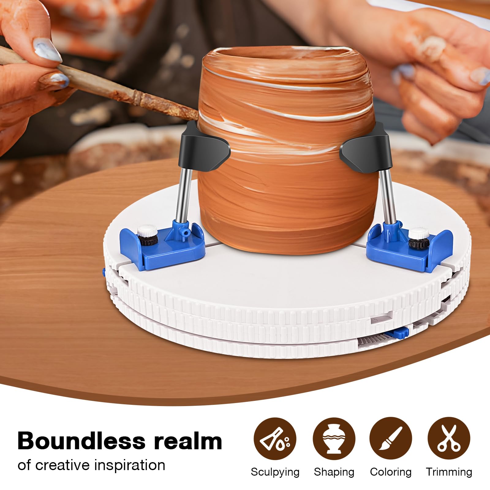 Adjustable Pottery Wheel Turntable Clamp - Ceramic Art Repair & Sculpting Tool for Trimming, Shaping - Perfect for Beginners & Professional Potters - Great for Classroom Teaching, Studio Work & DIY Ceramic Projects