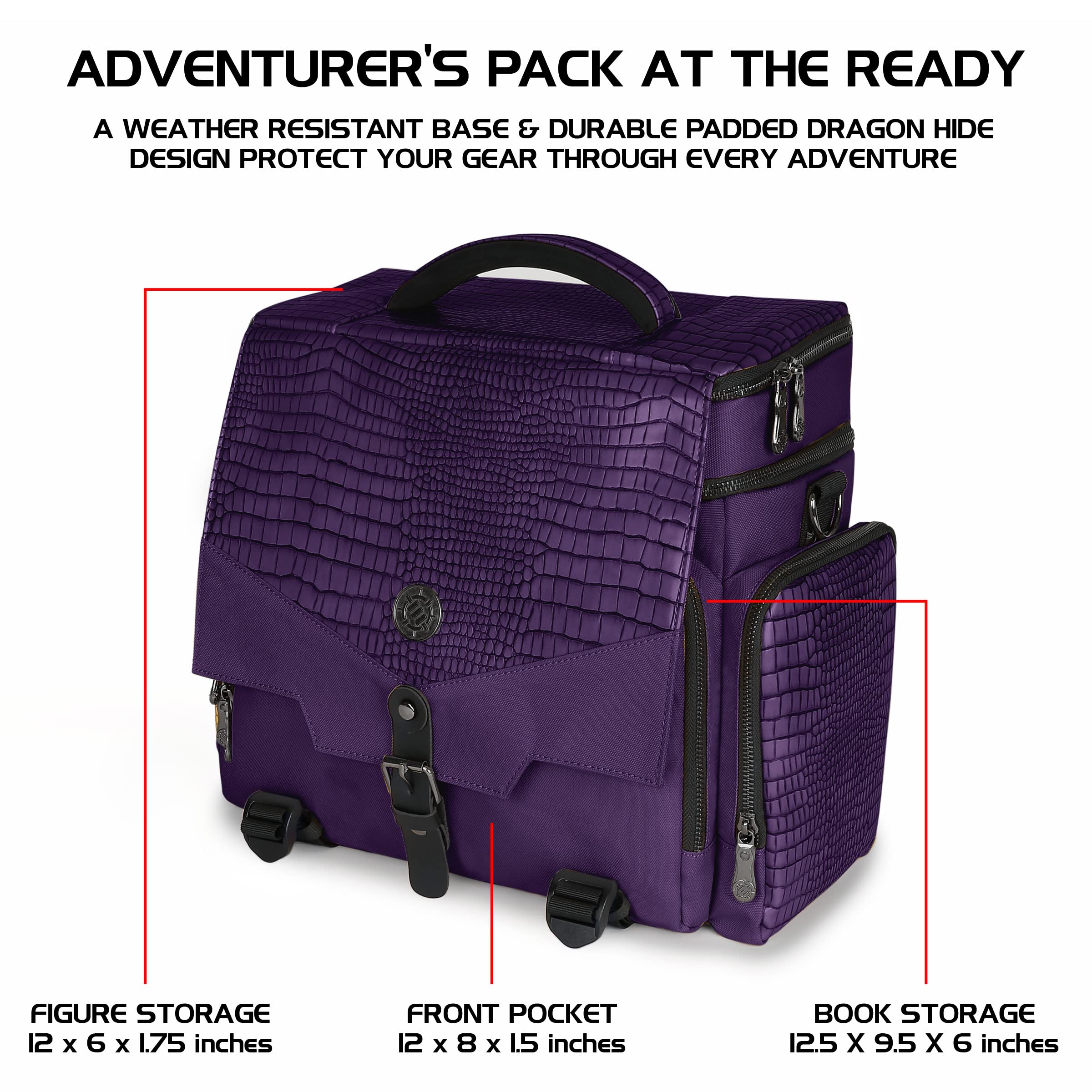 Dungeons & Dragons Collector's Edition Travel Bag - DND Battle Mat Holder with Dice Pockets & Accessories, Fits 4-8 RPG Books (Purple Dragon) - Perfect for Game Nights, Conventions & Travel