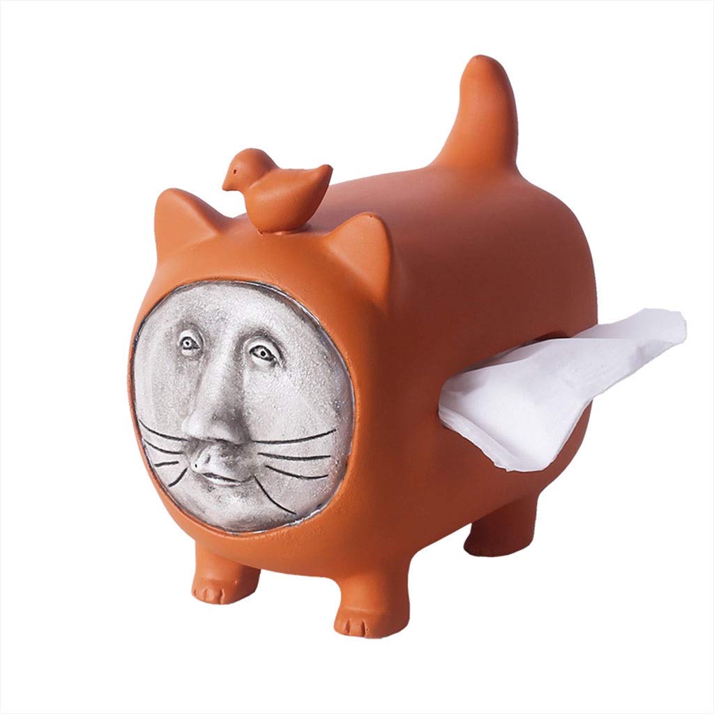 Cute Cat Tissue Box Cover - Creative Tissue Box Holder for Home & Office, Desktop Decor for Living Room, Dining Table, Bedroom - Orange - Perfect for Home Decor, Gift Giving & Pet Lovers