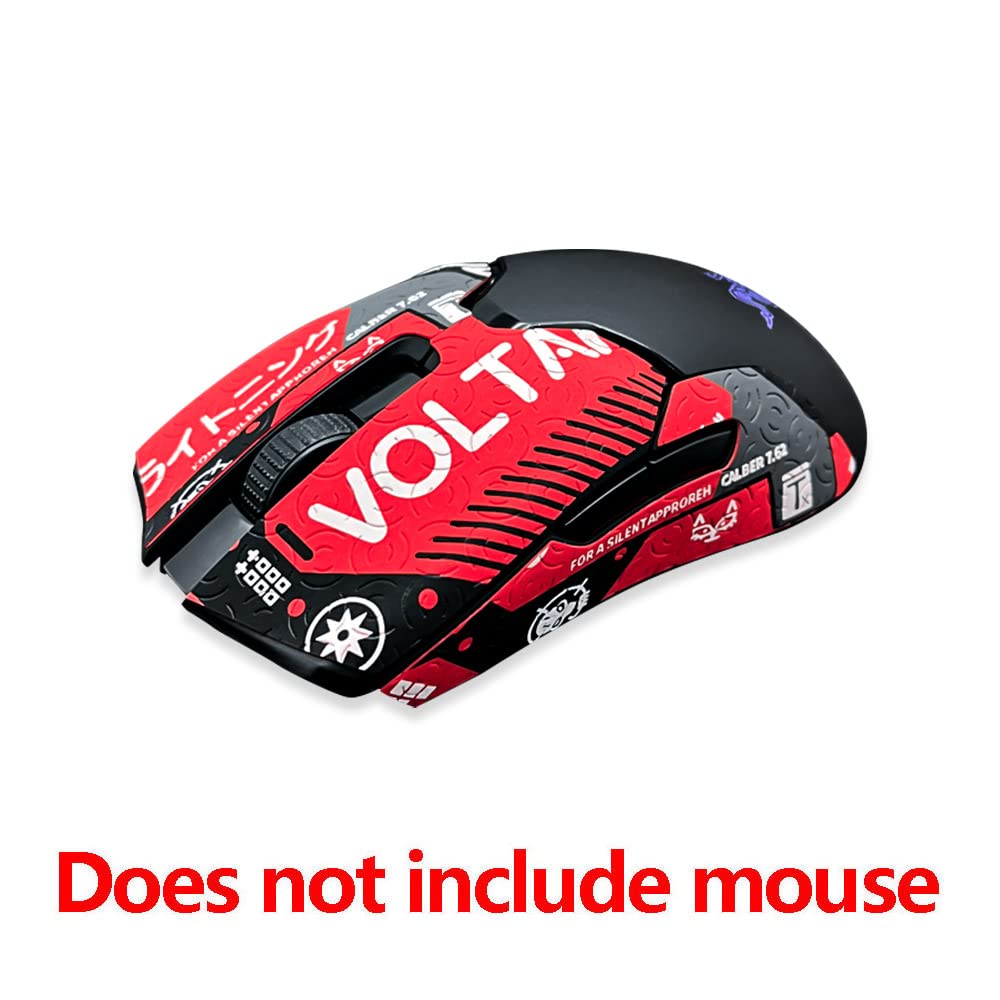Premium Grip Tape for Razer Viper & Viper Ultimate - Anti-Slip Texture with Cool Patterns (Red) | Enhance Gaming Performance & Comfort for FPS, MOBA & Esports