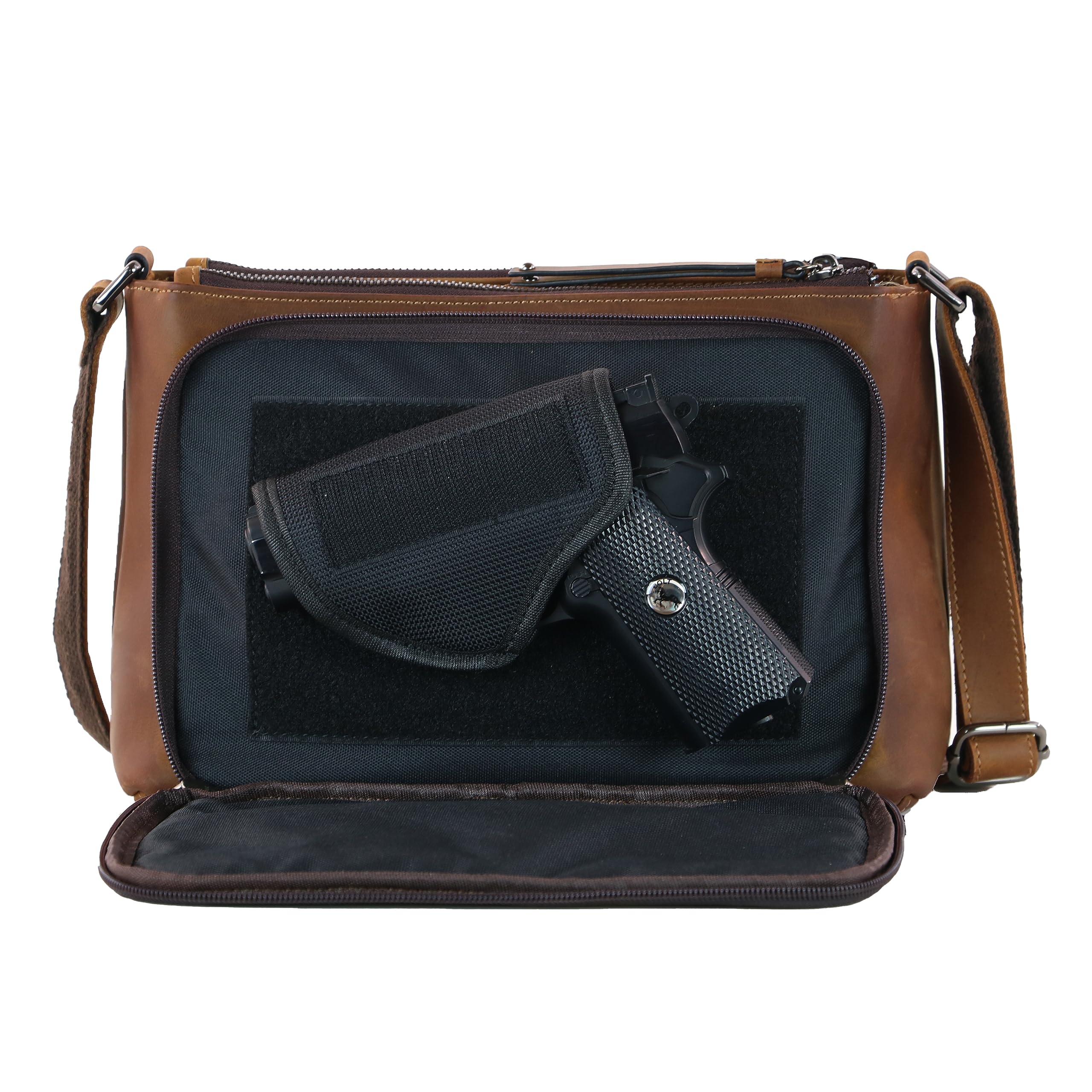 Brynlee Distressed Leather Concealed Carry Crossbody Bag - Medium Brown CCW Purse for Women | Perfect for Everyday Use, Travel & Self-Defense