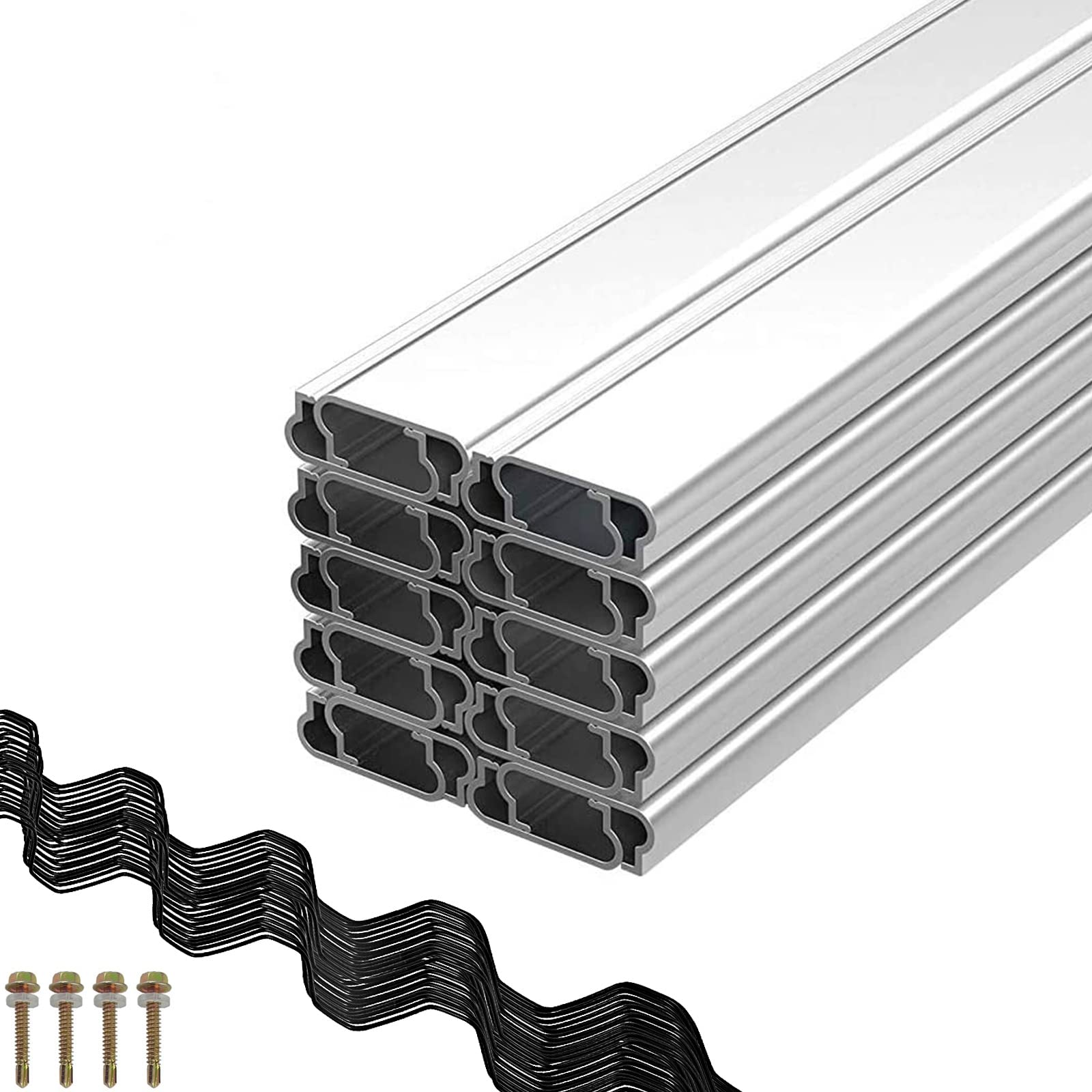 VEVOR 20-Pack Greenhouse Spring Wire & Lock Channel Kit - 6.56ft PE Coated Aluminum Alloy with Screws for Plastic Poly Film or Shade Cloth Attachment (Silver) | Durable Gardening Supplies for Greenhouse, Plant Protection & Backyard Growing