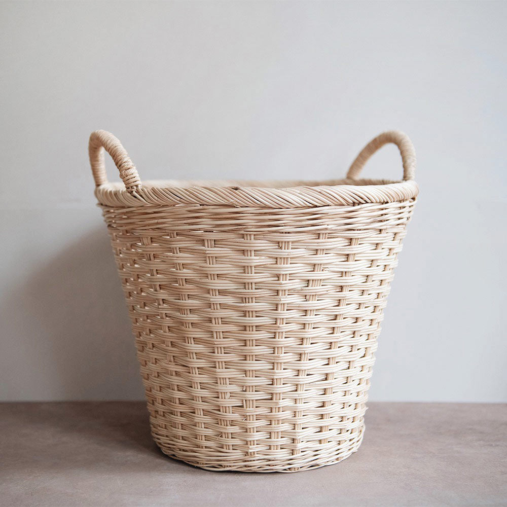 Handwoven Round Floor Basket - Natural Rattan Storage Basket for Home Decor, Organizer for Blankets, Toys & Magazines | Perfect for Living Room, Bedroom & Nursery