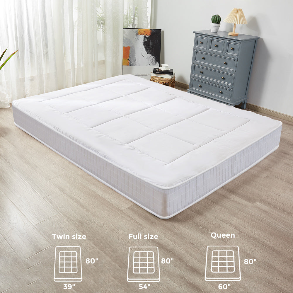 MAXYOYO 8-Inch Thick Japanese Futon Mattress - Super Soft Square Quilted Floor Bed for Guest Room, Dorm & Small Spaces - White