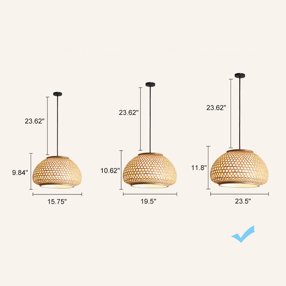 KWOKING Handmade Retro Bamboo Dome Flush Mount Ceiling Light - 23.5