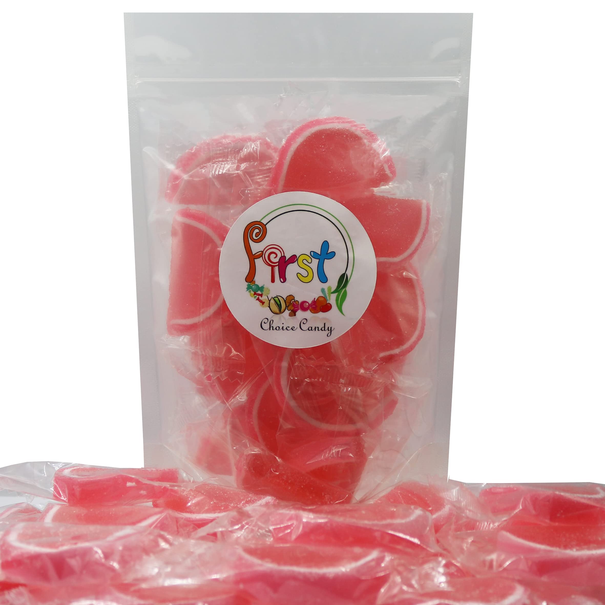 Premium Pomegranate Jelly Fruit Slices Gummy Candy - 1 Pound Bag of Individually Wrapped Chewy Sweets - Perfect for Halloween, Party Favors, Office Snacks & Road Trips