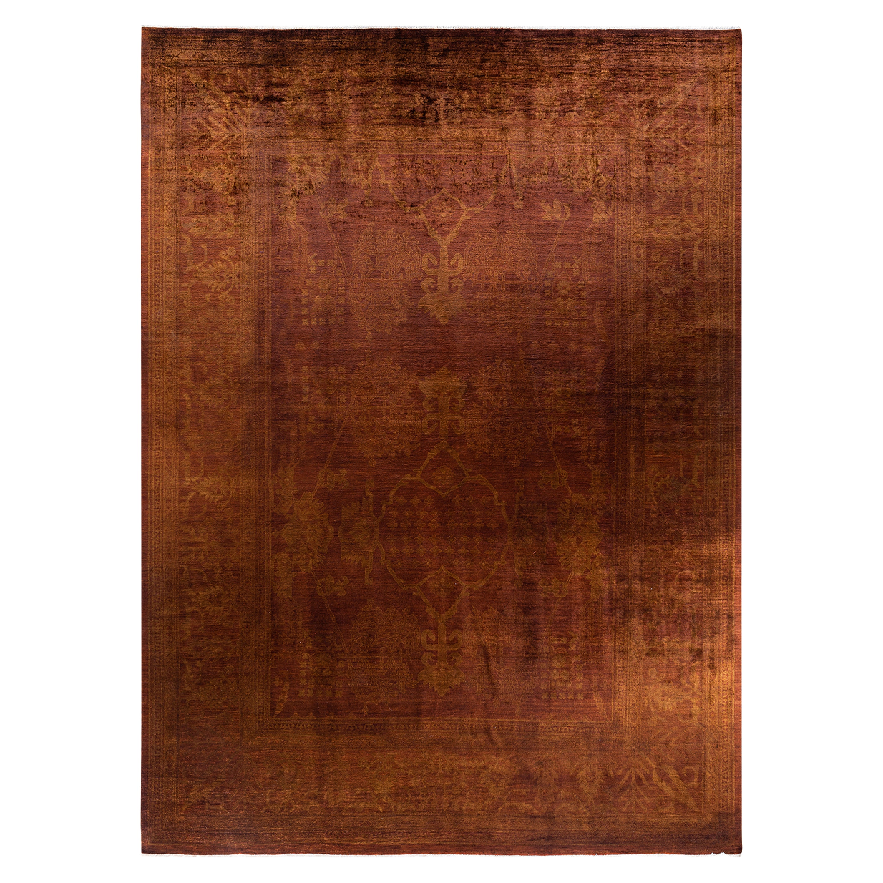 Premium Brown Overdyed Wool Rug 10'1 x 13'10 - Handmade Vintage Style Area Rug for Living Room, Bedroom & Office Decor
