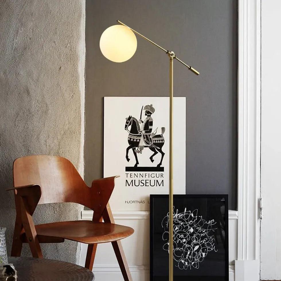 Modern Adjustable White Glass Globe Floor Lamp - Perfect for Living Room, Bedroom, and Office Lighting Decor