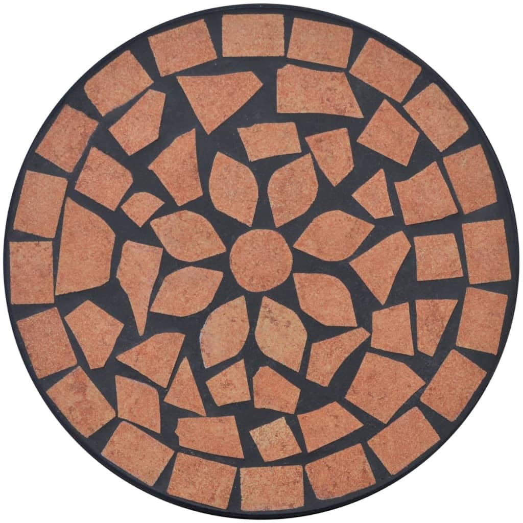 vidaXL Mosaic Side Table with Ceramic Top - Terracotta & Black Iron Plant Stand for Indoor/Outdoor Use | Perfect for Patio, Garden, or Living Room Decor