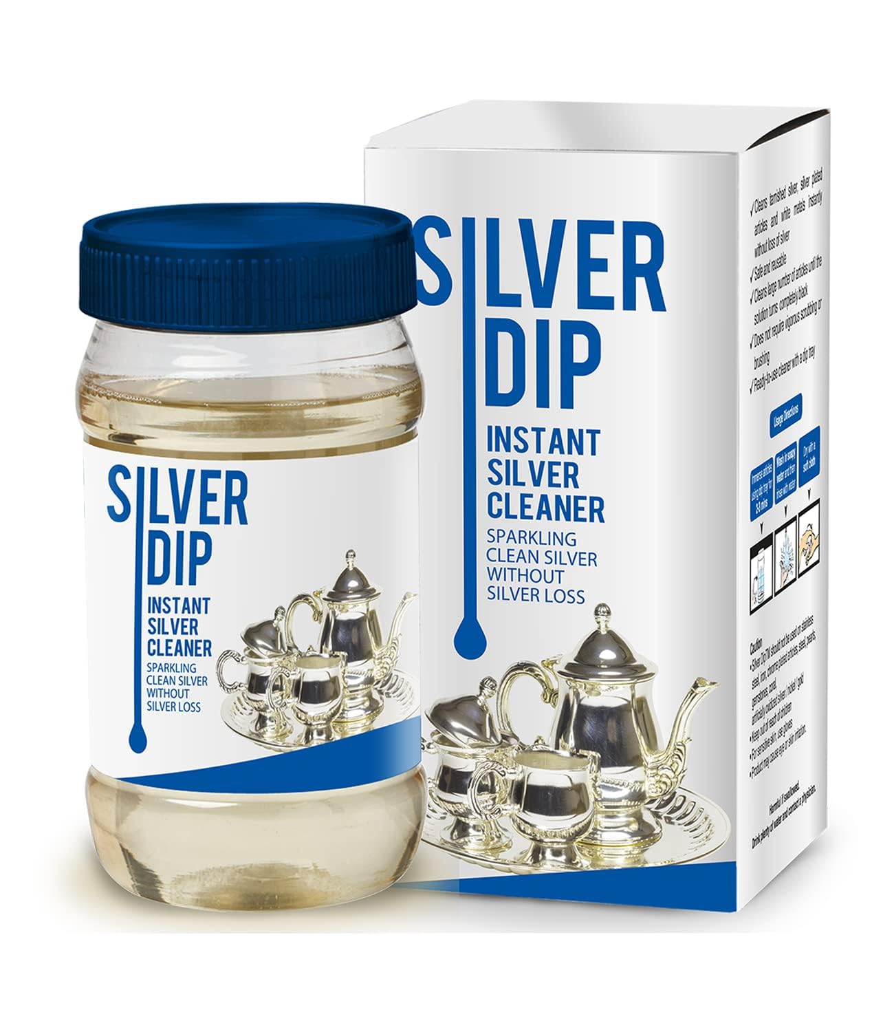 Silver Dip | Instant Silver Cleaner & Polish for Jewelry, Flatware & Coins | No Scrubbing, No Silver Loss | Safe for Antiques & Heirlooms | 300ml Bottle | Perfect for Restoring Tarnished Silver at Home