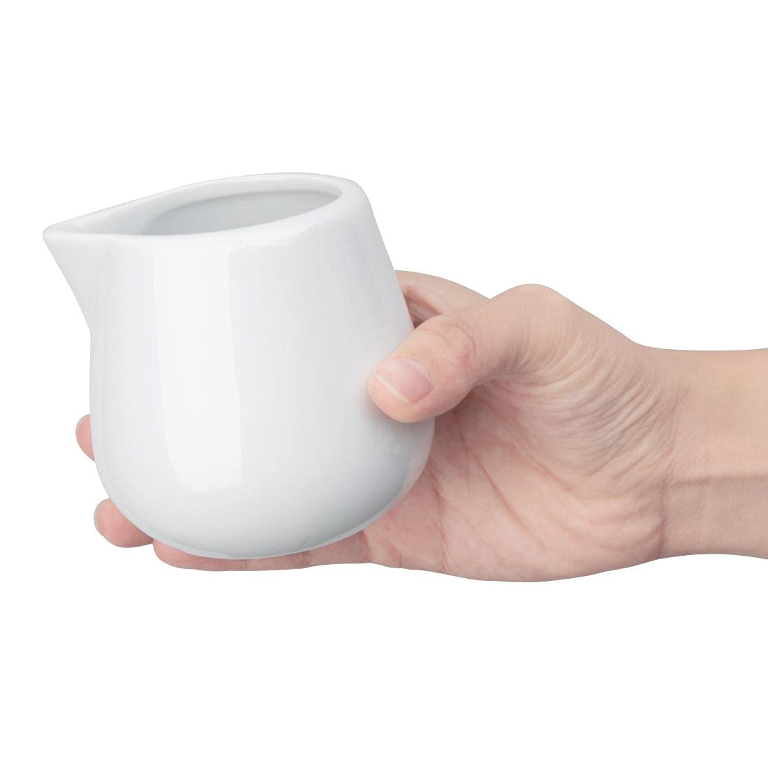 Premium Porcelain Cream and Milk Jugs Set - 12 Piece Whiteware Collection (8oz/228ml Each) - Elegant Tea & Coffee Serving Accessories for Restaurants, Cafes, and Home Entertaining