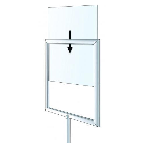 Apple iPad Floor Stand for Large 22x56 Posters - Adjustable Top Loading Slide-in Frame Display Holder - Perfect for Trade Shows, Retail Stores, and Exhibition Booths