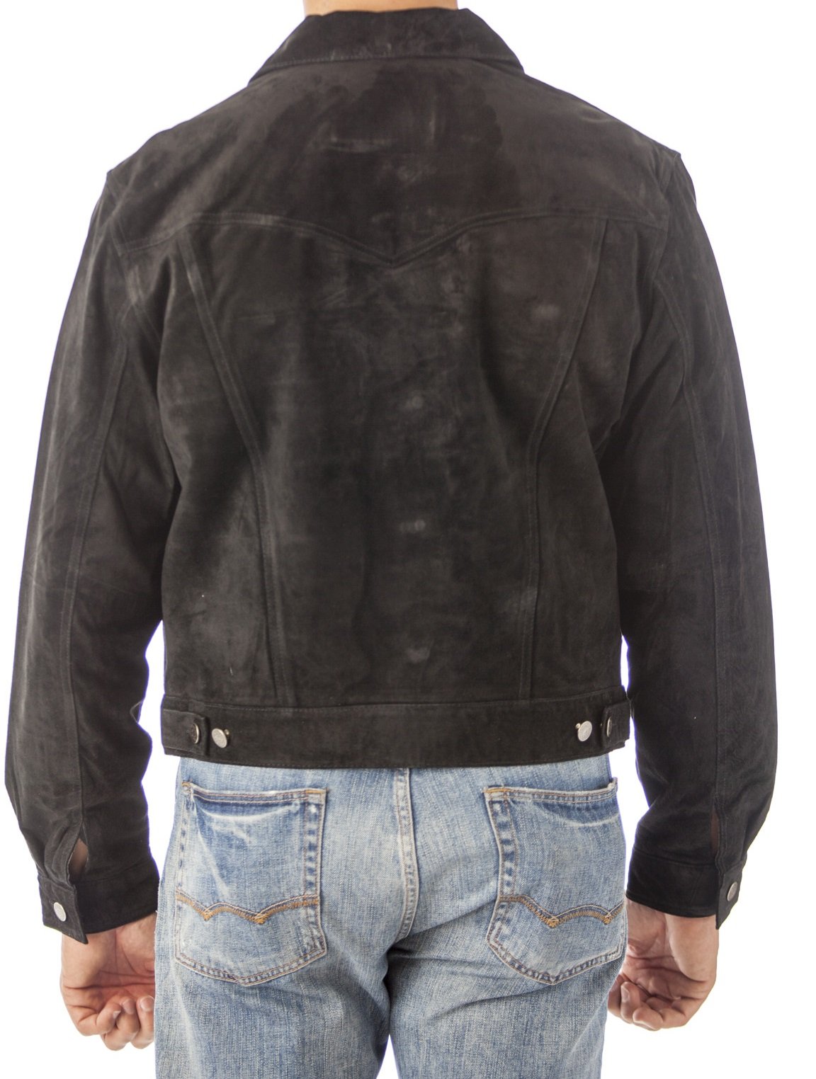 REED Men's Western Jean Style Suede Leather Shirt Jacket - Vintage Cowboy Denim Shirt for Casual Wear & Outdoor Adventures