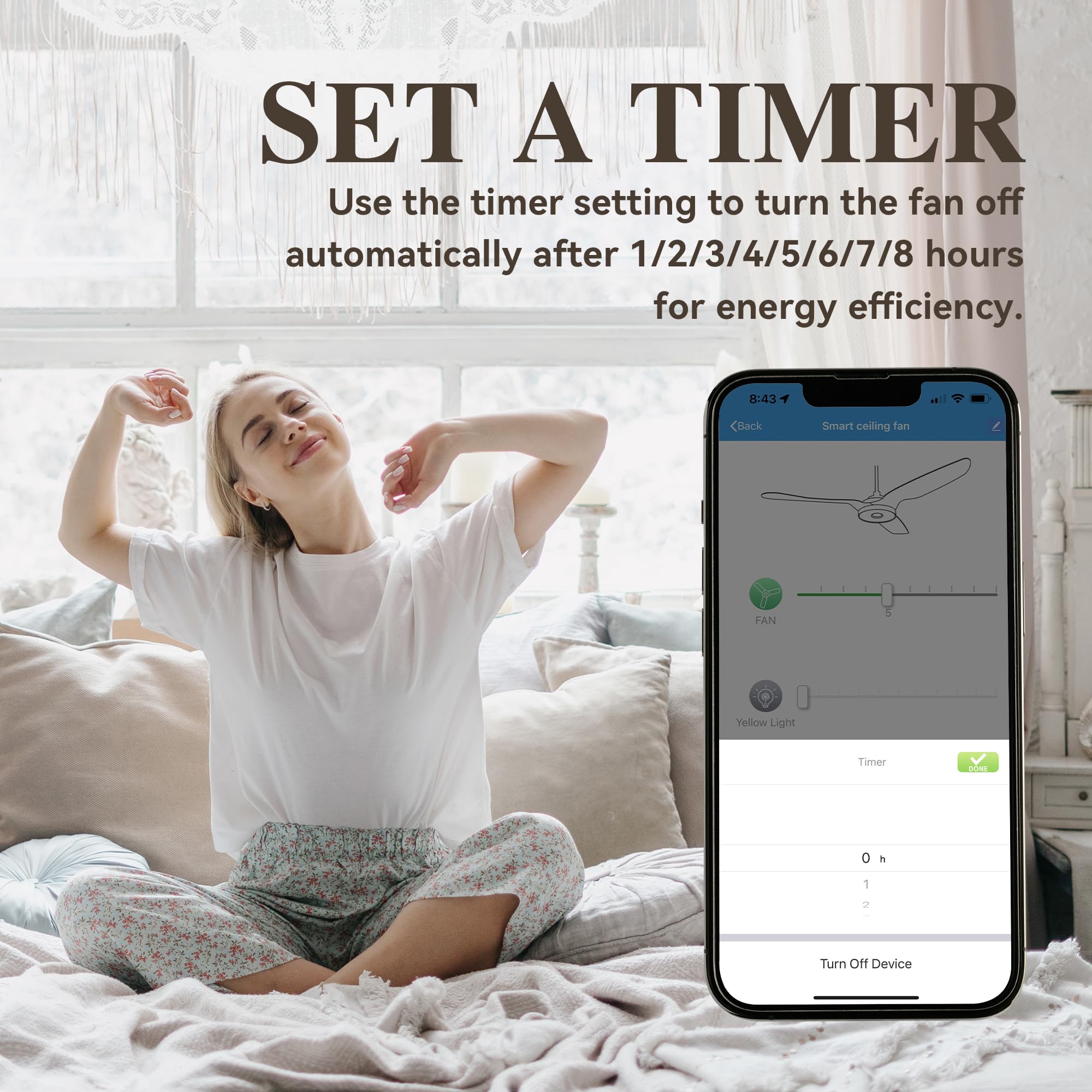 SMAAIR Smart Ceiling Fan with Light - 52