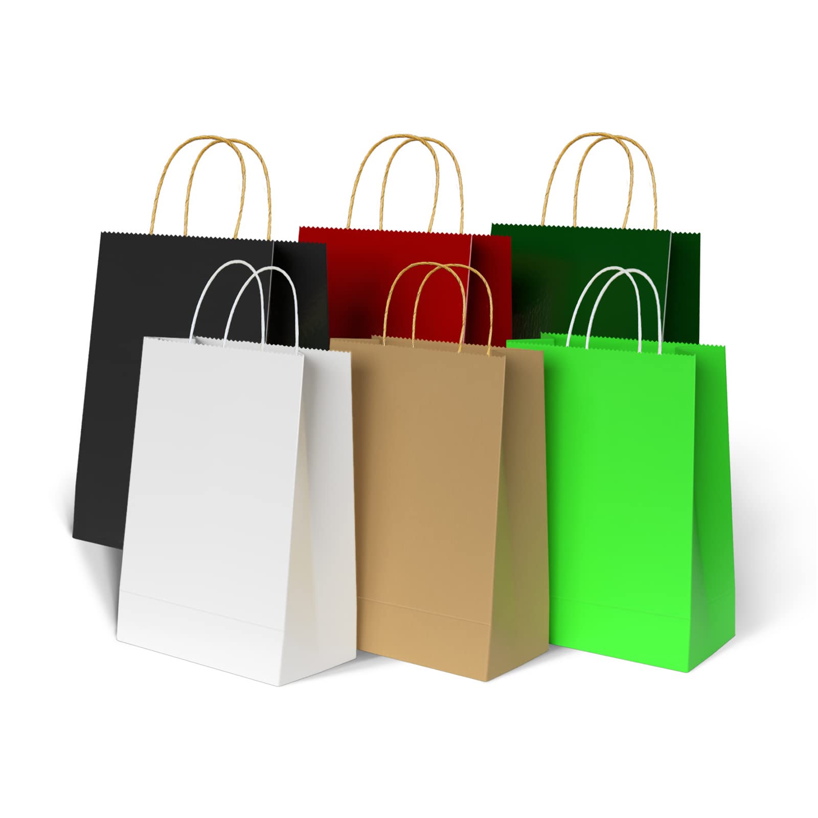 100 Pcs Kraft Paper Gift Bags with Handles - 8x4x11 Inch Eco-Friendly Retail Packaging for Grocery, Lunch, Fruits, Kids Parties, Holiday Gifts & Arts Crafts - Perfect for Christmas, Birthday, Baby Shower & Wedding Favors