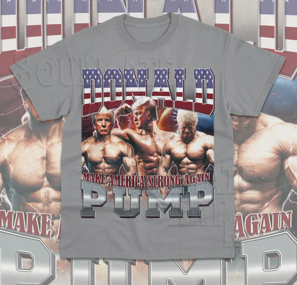 Donald Pump Gym T-Shirt - Funny Trump Election 2024 American Workout Tee - Perfect for Gym, Workouts & Political Humor