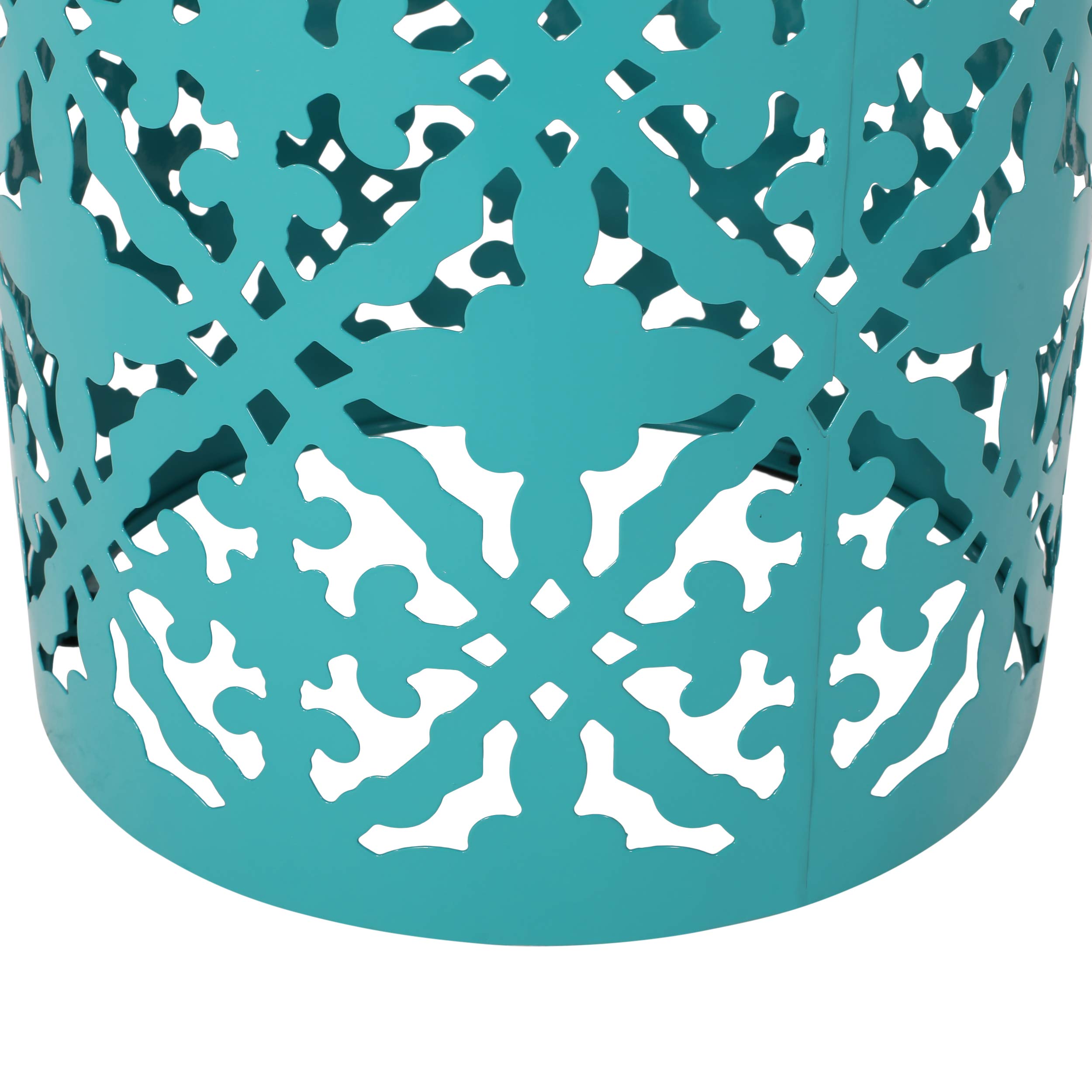 Christopher Knight Home Jesse Indoor Lace Cut Side Table with Tile Top in Teal - Perfect for Living Room, Bedroom, or Office Accent Table