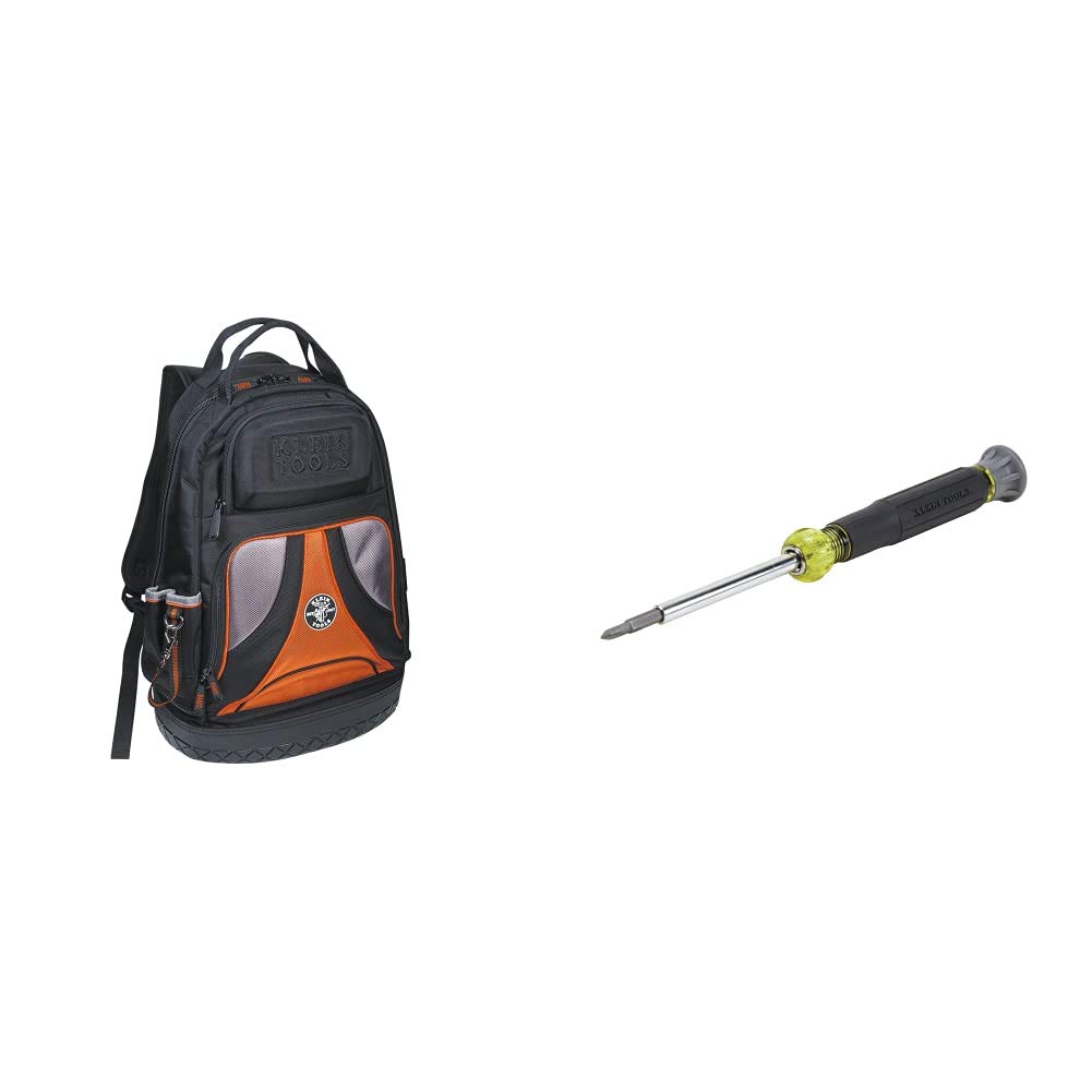 Klein Tools Tradesman Pro Tool Backpack with Electronics Screwdriver Set - Durable Electrician Backpack for Professional Technicians, Electricians & DIY Projects - Perfect for On-Site Repairs, Home Improvement & Electrical Work