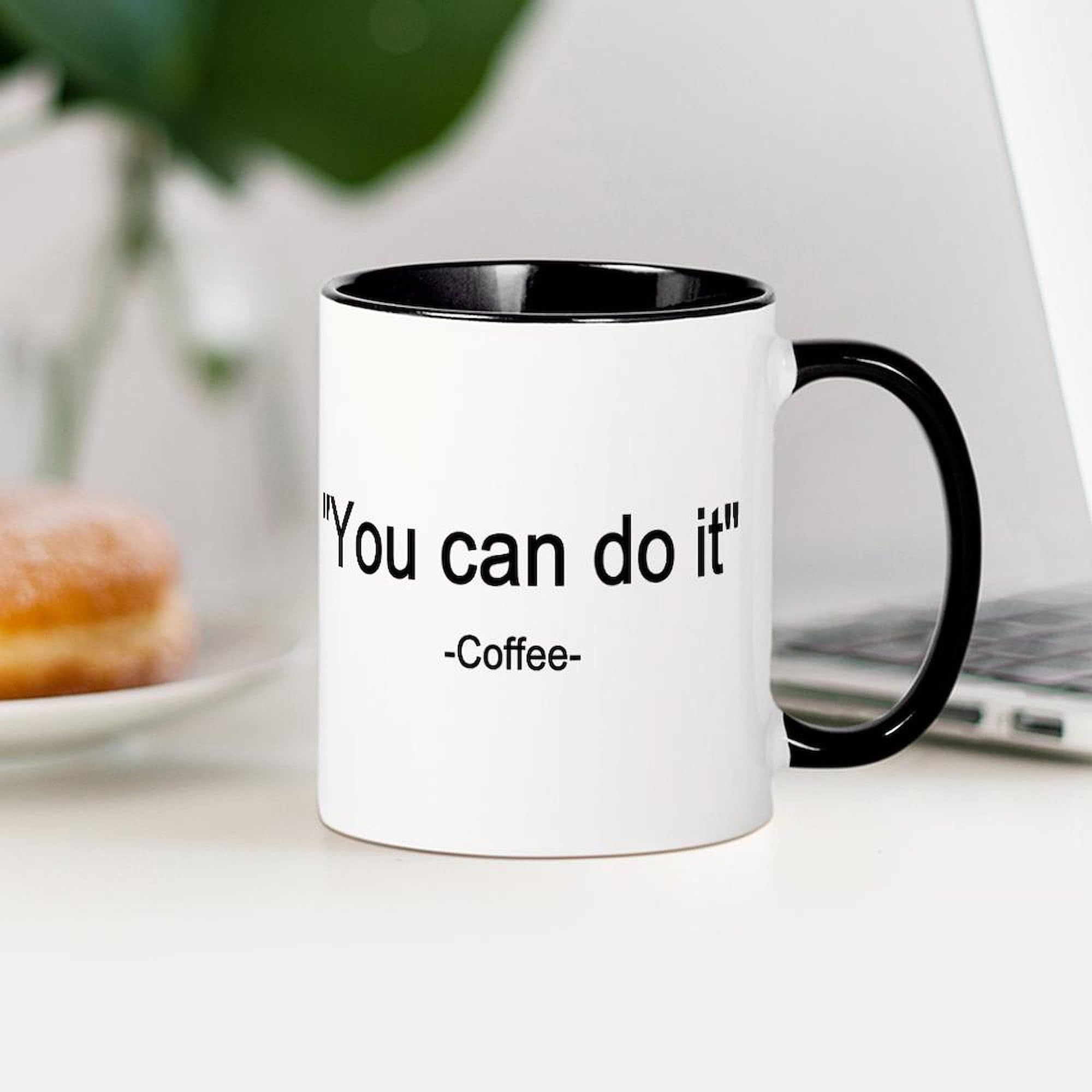 CafePress 'Coffee You Can Do It!' 11 oz (325 ml) Ceramic Coffee Mug - Motivational Gift for Office, Home & Coffee Lovers