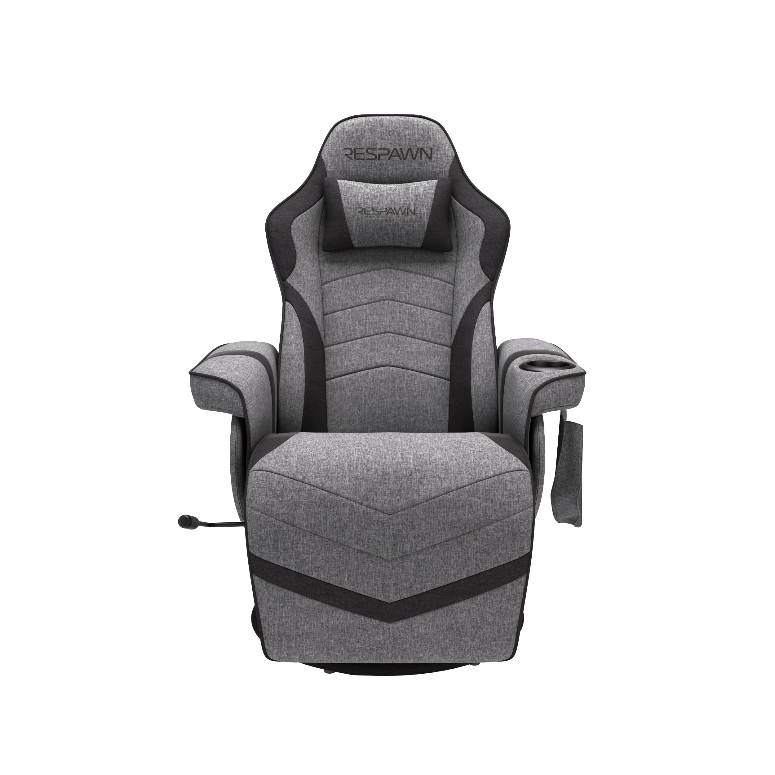 RESPAWN 900 Ergonomic Gaming Recliner Chair with Adjustable Leg Rest & Footrest - Gray Fabric Gaming Chair for PC, Console & Home Theater - Perfect for Gaming, Streaming & Relaxing