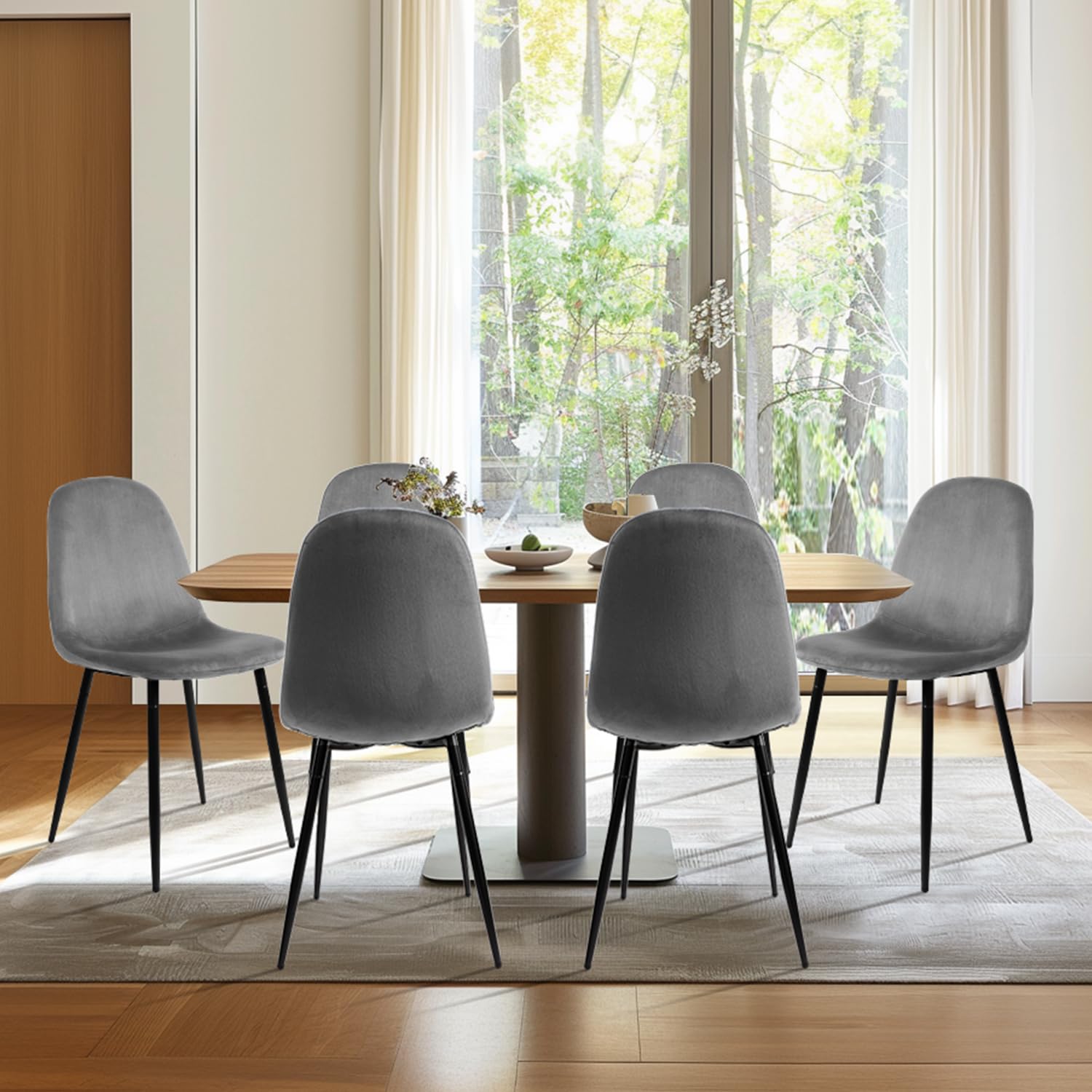 Velvet Dining Chairs Set of 4 - Modern Fabric Upholstered Kitchen Side Chairs with Padded Seat & Sturdy Metal Legs - Comfortable for Dining Room, Living Room, Restaurant, Office Meeting - Perfect for Home Decor, Family Gatherings & Commercial Spaces - Grey