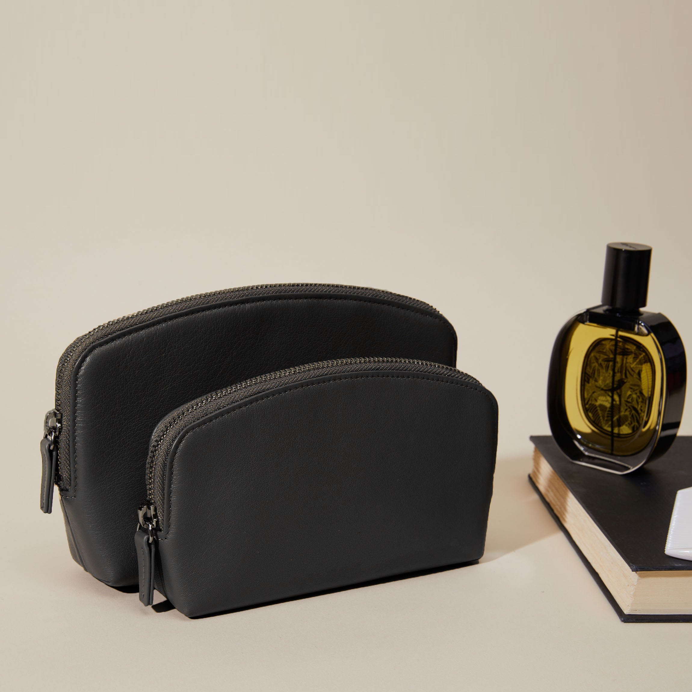 Black Onyx Makeup Pouch Set - Travel Cosmetic Bag Organizer for Women | Perfect for Gym, Vacation & Everyday Essentials Storage