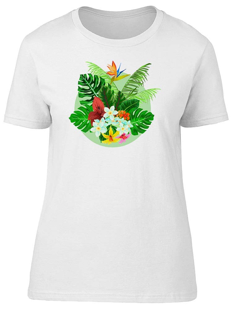 Vibrant Tropical Plants T-Shirt for Women - Stylish Floral Print Tee for Summer, Beach, and Vacation Outfits
