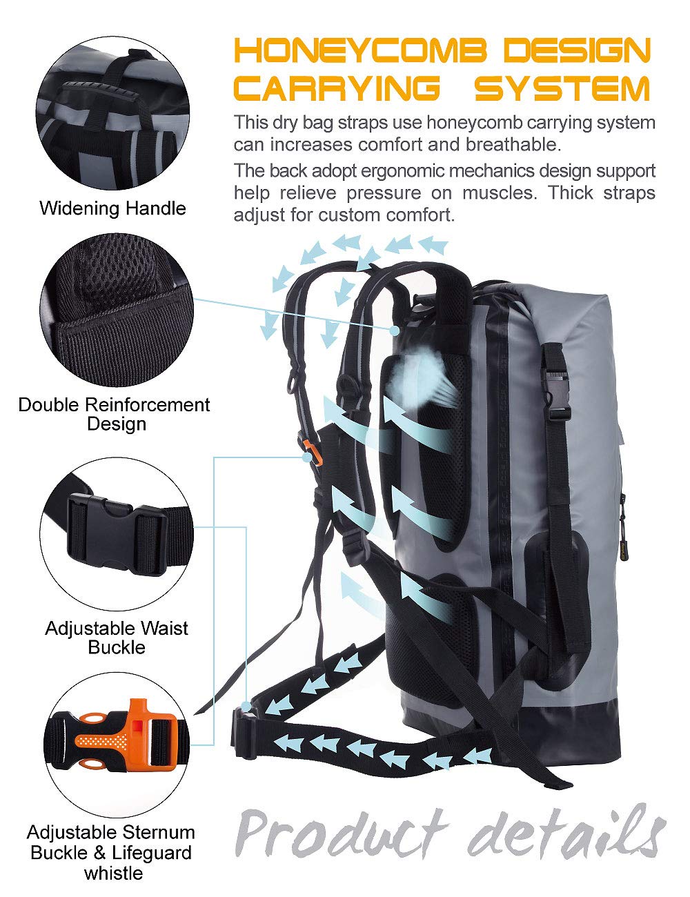 Waterproof Backpack Dry Bag 20L/30L/40L - Floating Waterproof Backpack for Men & Women - Kayak, Hiking, Camping, Beach & Water Sports Dry Sack