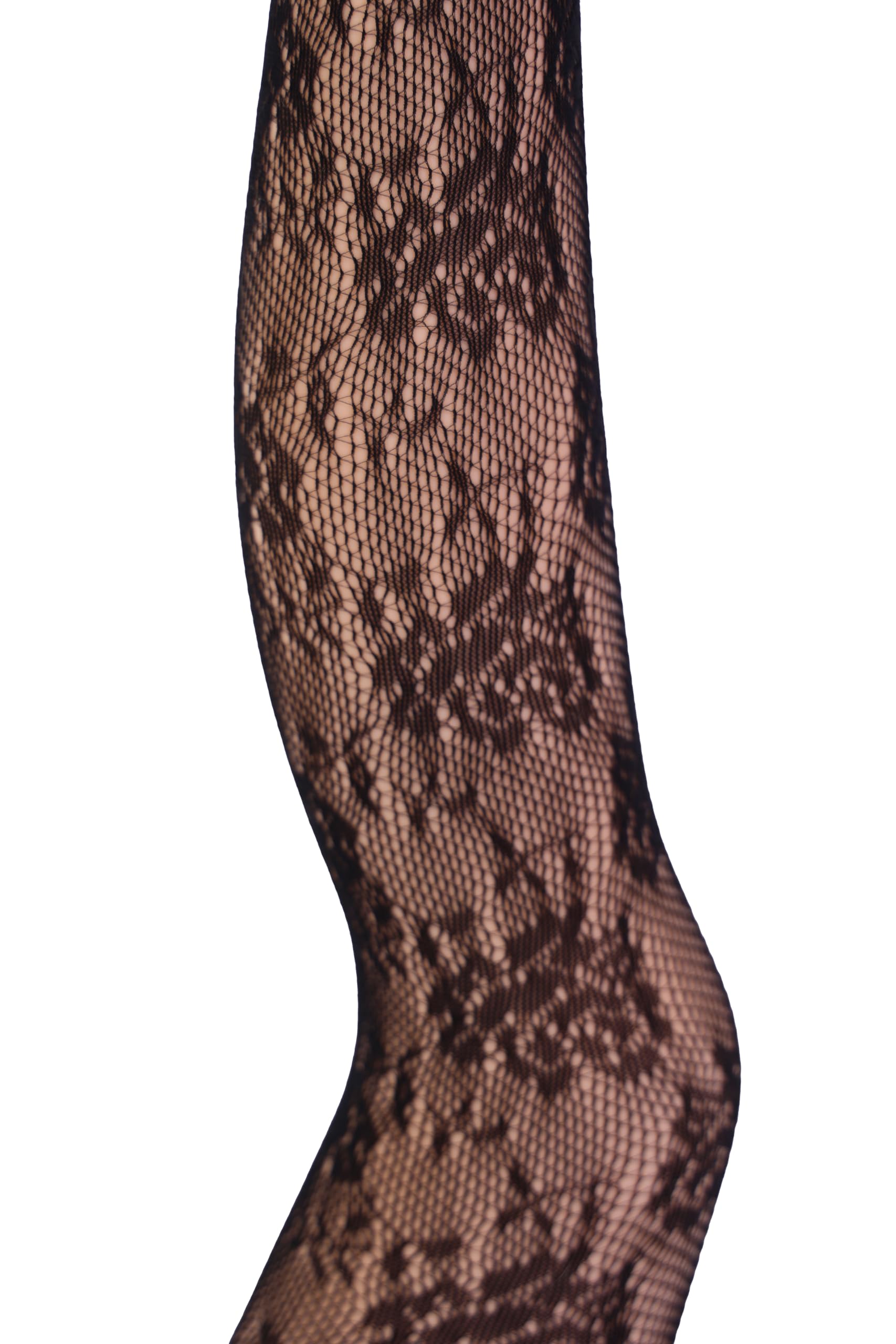 Sexy Black & Pink Fishnet Tights for Women - Christmas Rose Pattern Lace Leggings | Party & Holiday Wear