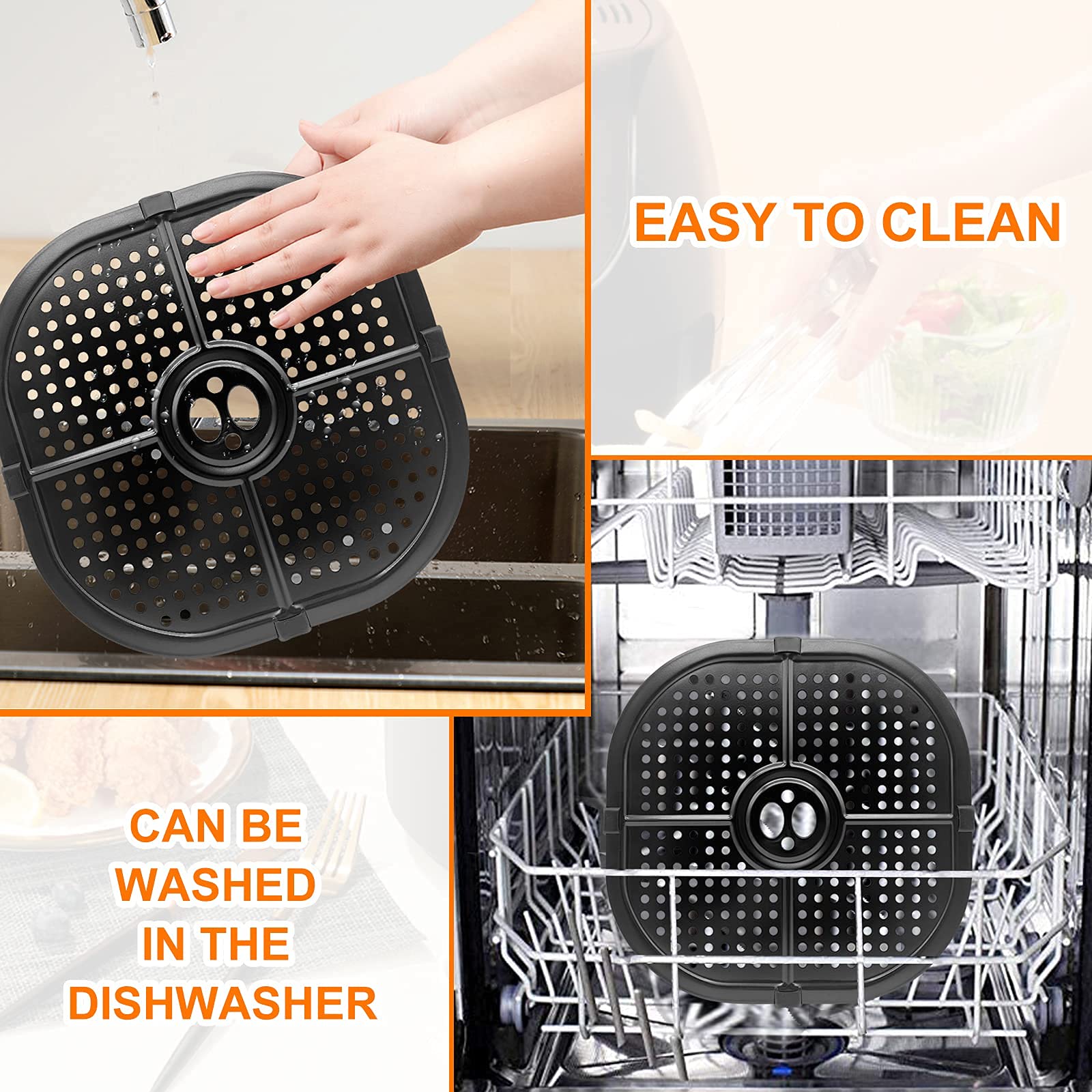 Premium 9.09IN Square Air Fryer Grill Crisper Plate for COSORI 5QT Air Fryers - Non-Stick Replacement Tray & Accessories Rack, Dishwasher Safe - Perfect for Healthy Cooking, Crispy Snacks & Family Meals