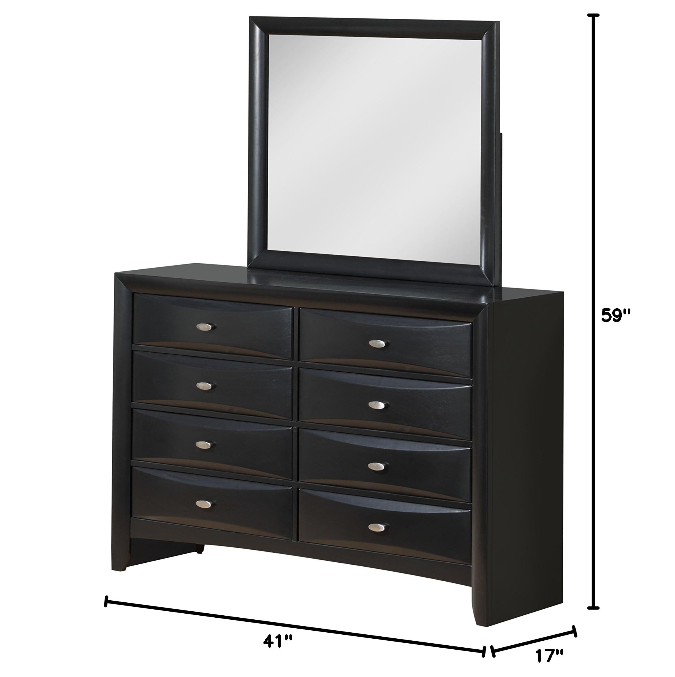 Global Furniture Linda Black Dresser - Modern 6-Drawer Chest for Bedroom & Living Room Storage | Stylish & Durable Home Organization Solution