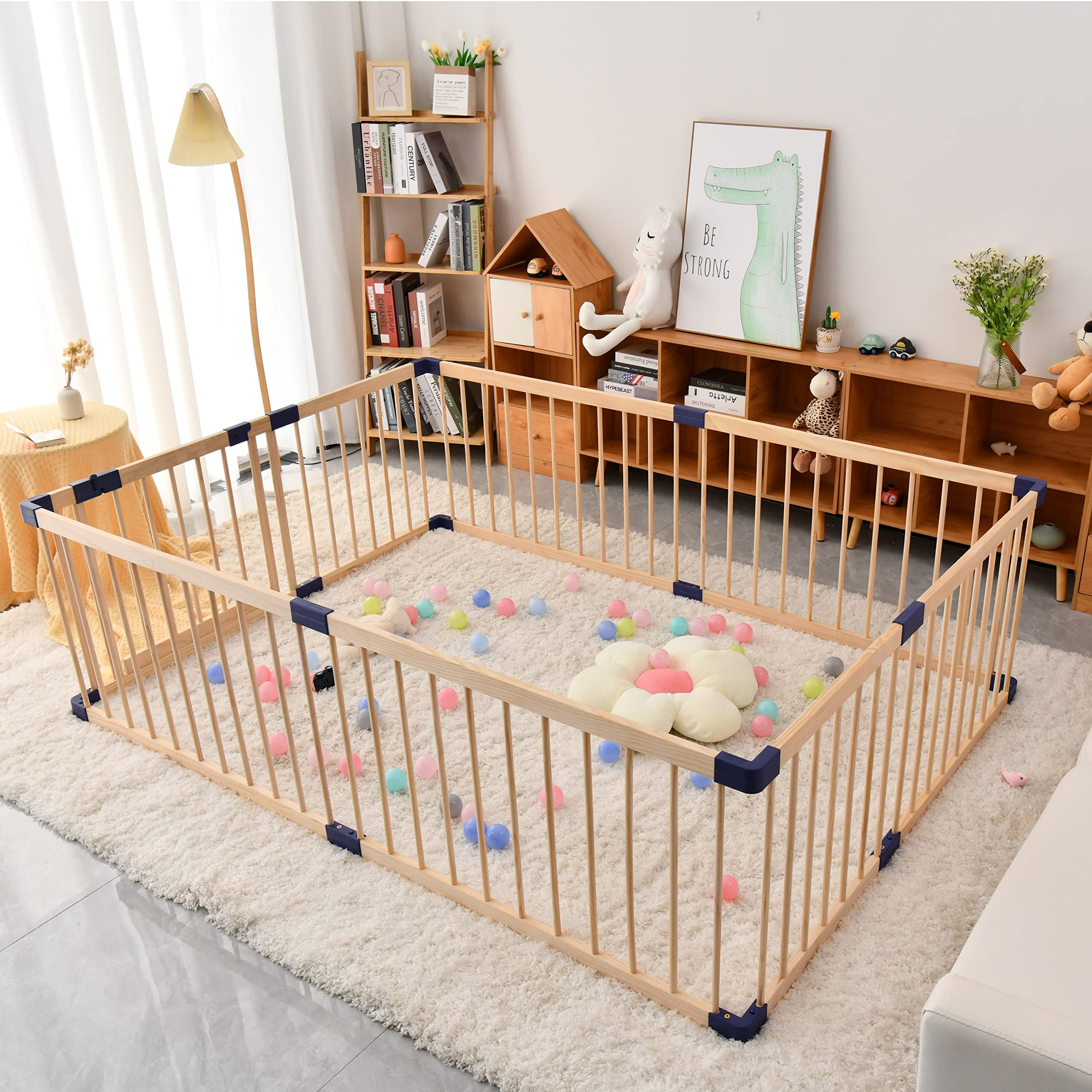 Safe & Sturdy Wooden Baby Playpen for Babies & Toddlers - 55