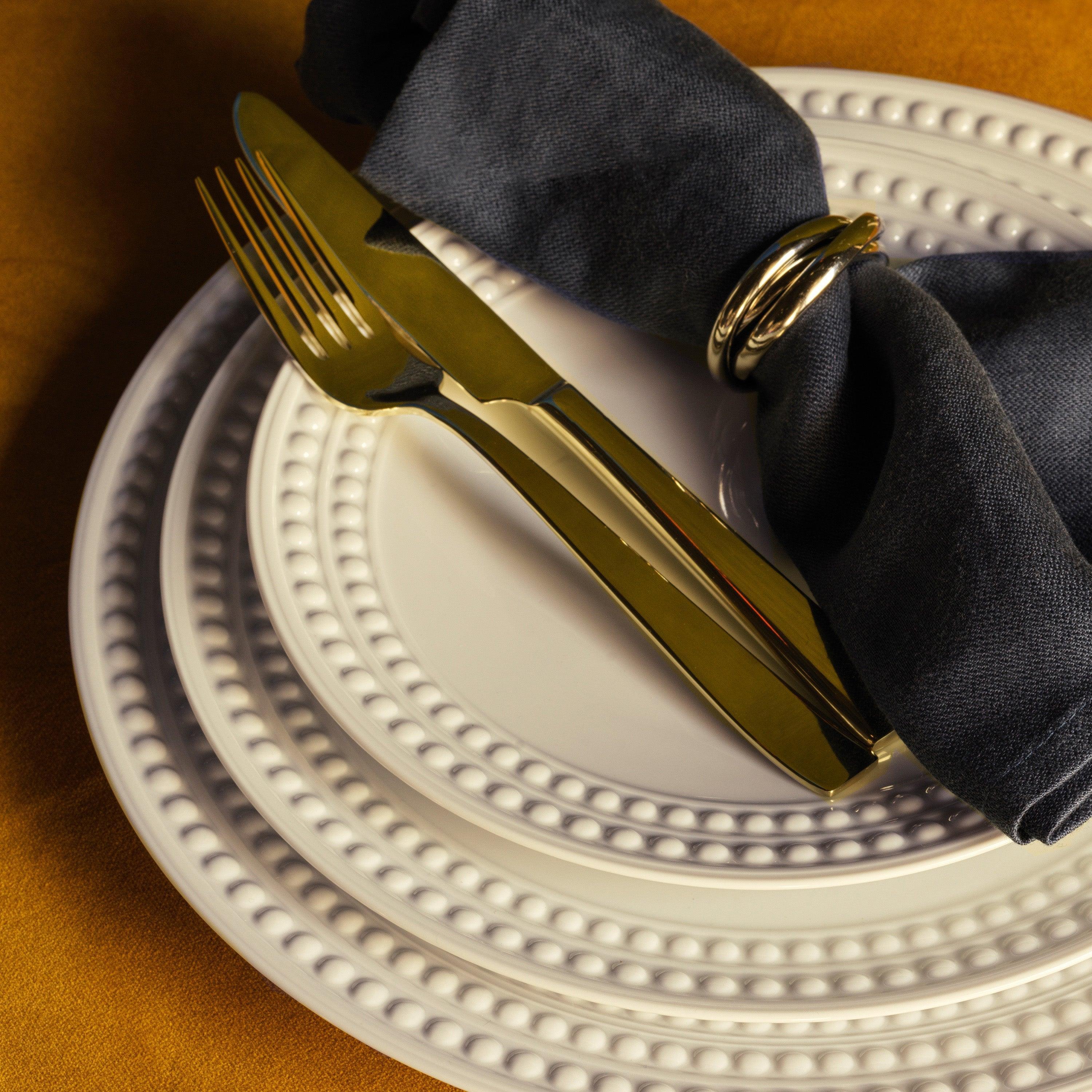 Premium Blue Linen Sateen Napkins Set of 4 - Soft & Elegant Dinner Napkins for Formal Dining, Wedding Reception & Holiday Table Setting