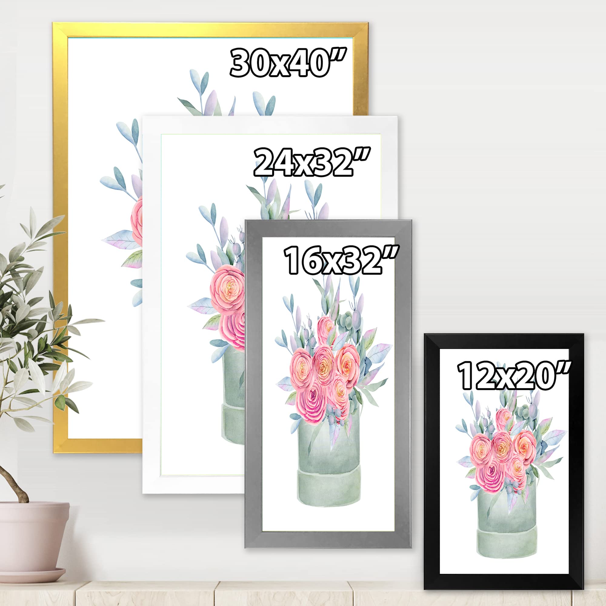 Farmhouse Framed Wall Art with Pink Roses - Elegant Home Decor Gift Box for Living Room, Bedroom & Office