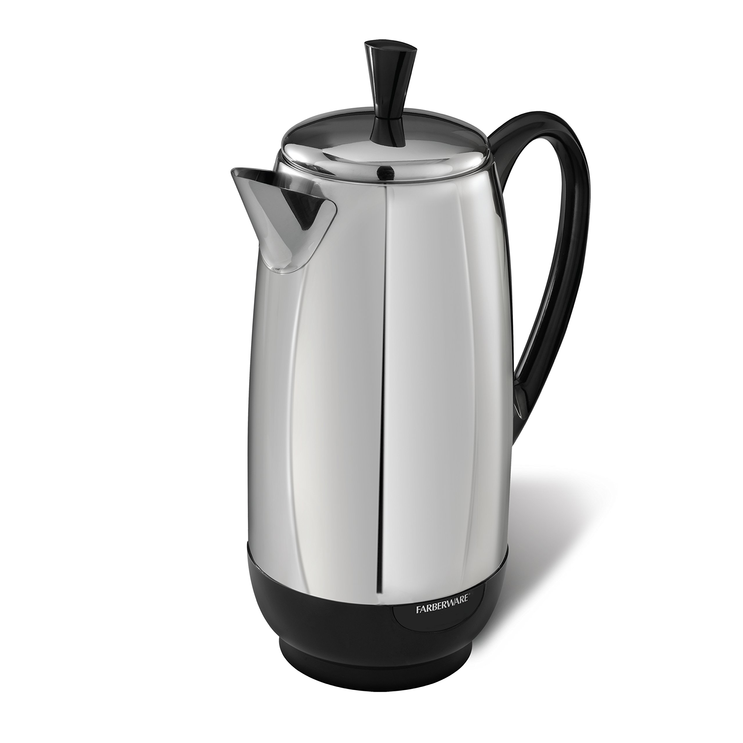 Farberware 12 Cup Electric Coffee Percolator - Stainless Steel Basket Coffee Maker with Auto Keep Warm & No-Drip Spout - Perfect for Home, Office, and Camping Use