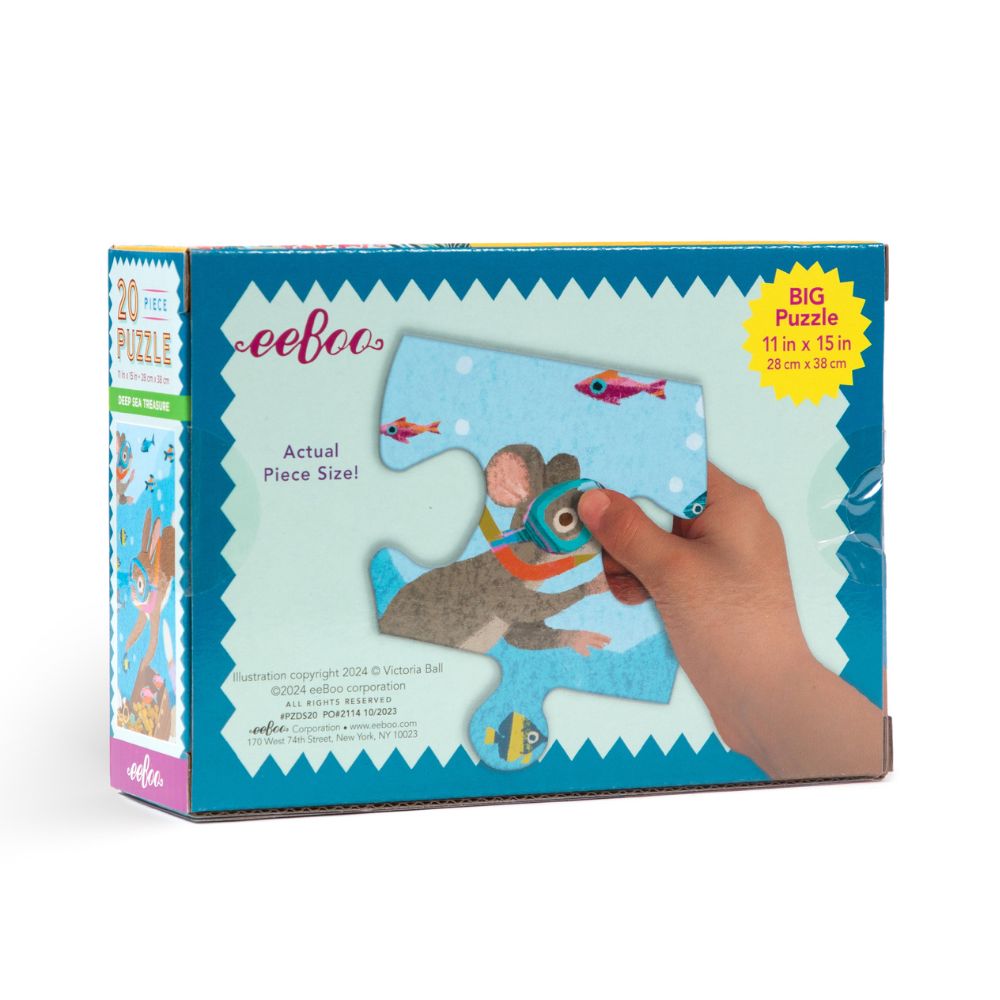eeBoo Deep Sea Treasure 20-Piece Jigsaw Puzzle for Kids - Fun Ocean Animal Learning & Educational Toy for Family Game Night