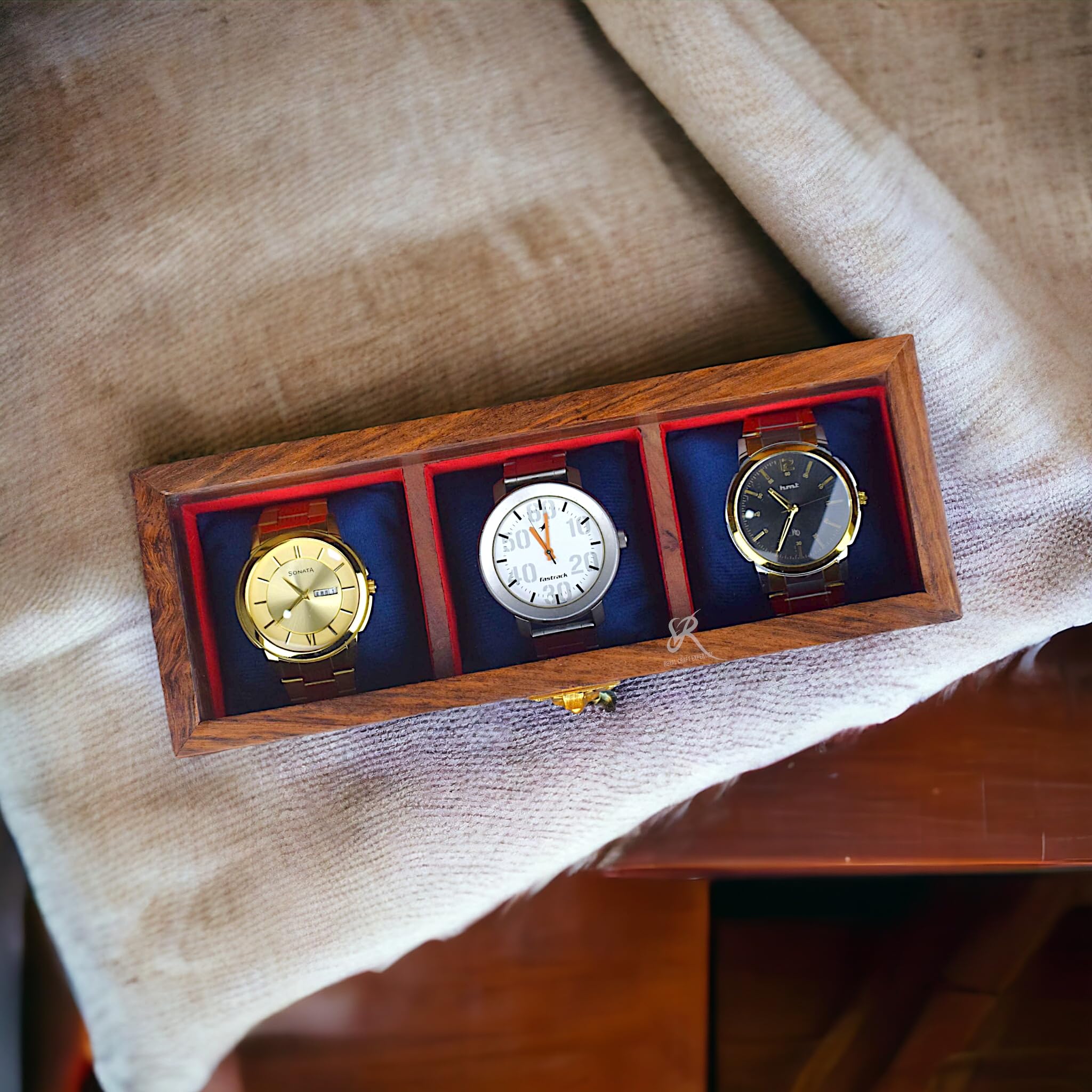 Premium Wooden Watch Box for Men - Handcrafted Indian Rosewood Watch Organizer & Display Case - Durable Watch Storage for Collections - Perfect Gift for Christmas, Valentine's Day & Father's Day - Ideal for Home, Office & Travel Use