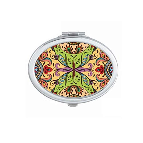 DIYthinker European Style Floral Leaf Pattern Portable Folding Mirror - Double-Sided Handheld Makeup Mirror for Travel, Home & Vanity